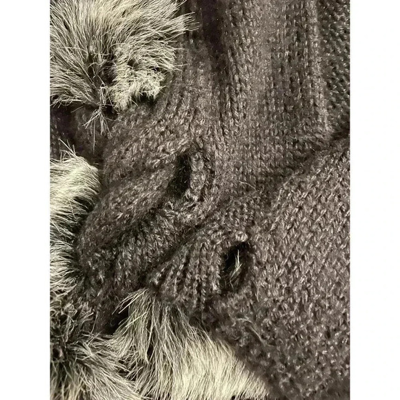 Nina Ricci Faux Fur Jacket Black Sweater Mohair Silk Y2k 90s Mob Wife Cardigan - Picture 7 of 11